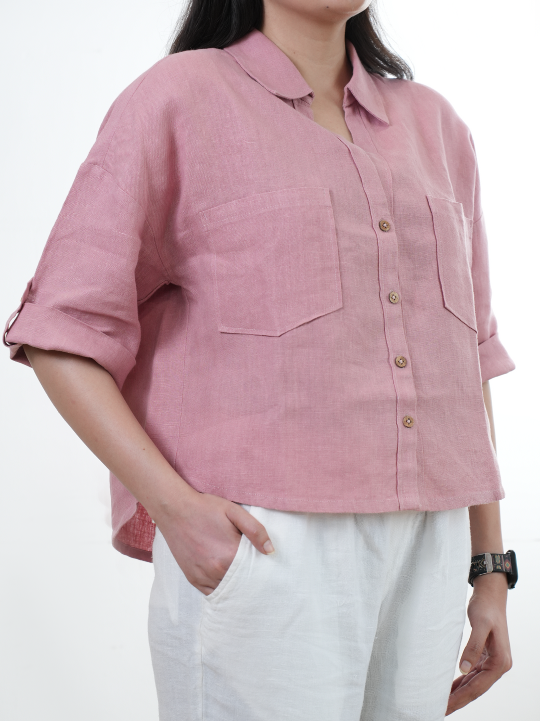 100% Premium Linen Boxy Shirt - Women