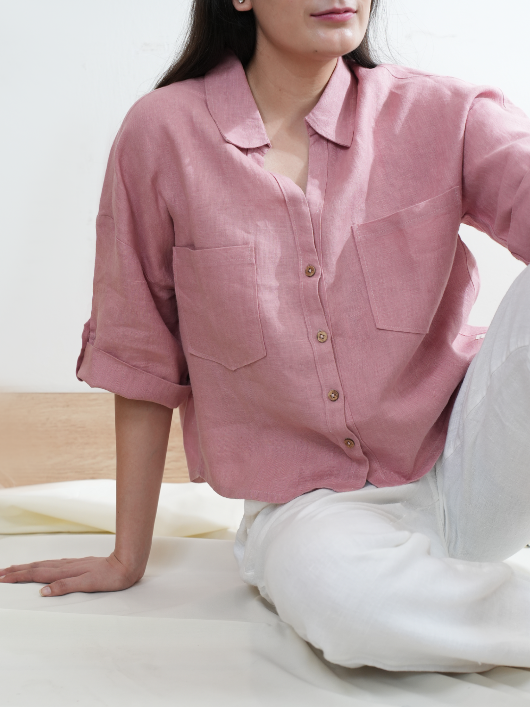 100% Premium Linen Boxy Shirt - Women