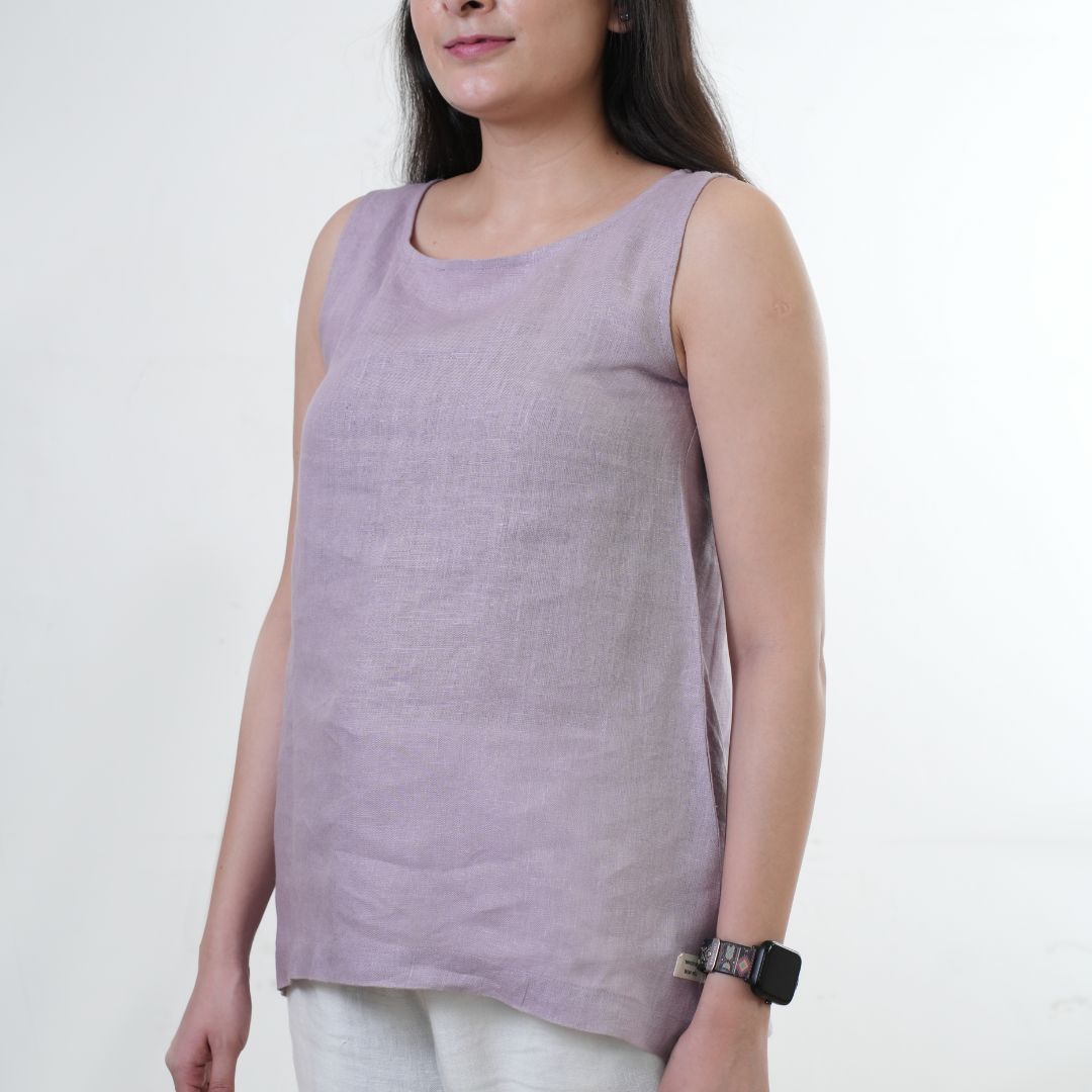 100% Linen Asymmetrical Top - Women