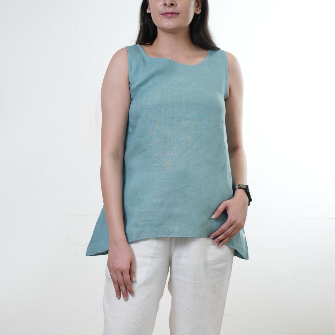 100% Linen Asymmetrical Top - Women