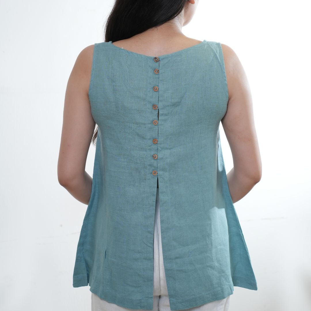 100% Linen Asymmetrical Top - Women