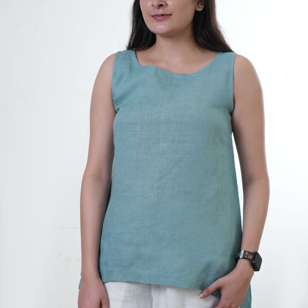 100% Linen Asymmetrical Top - Women