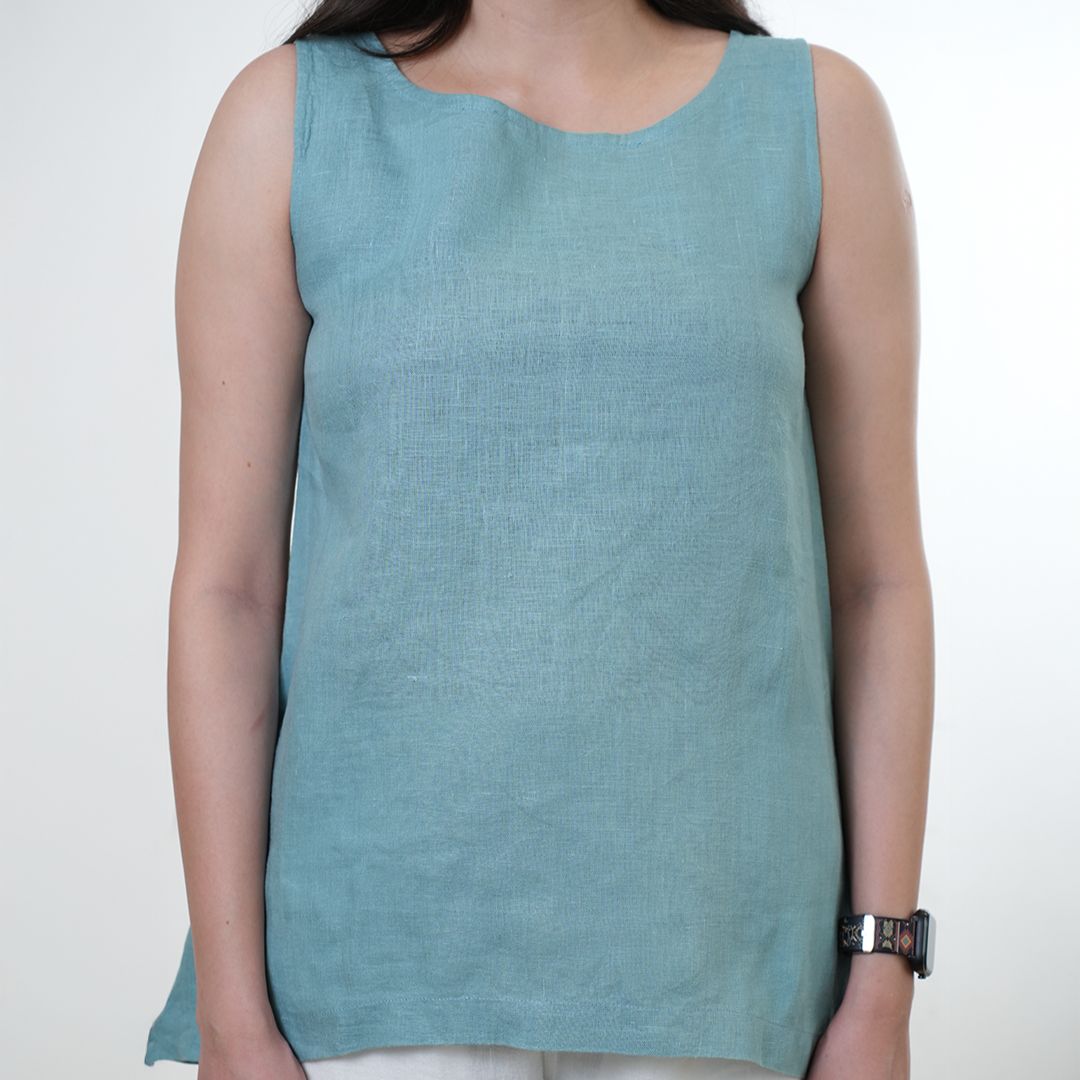 100% Linen Asymmetrical Top - Women