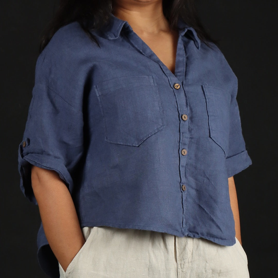 100% Premium Linen Boxy Shirt - Women