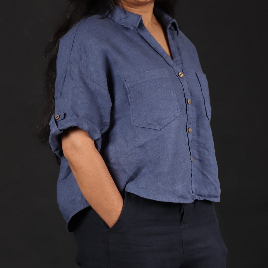 100% Premium Linen Boxy Shirt - Women