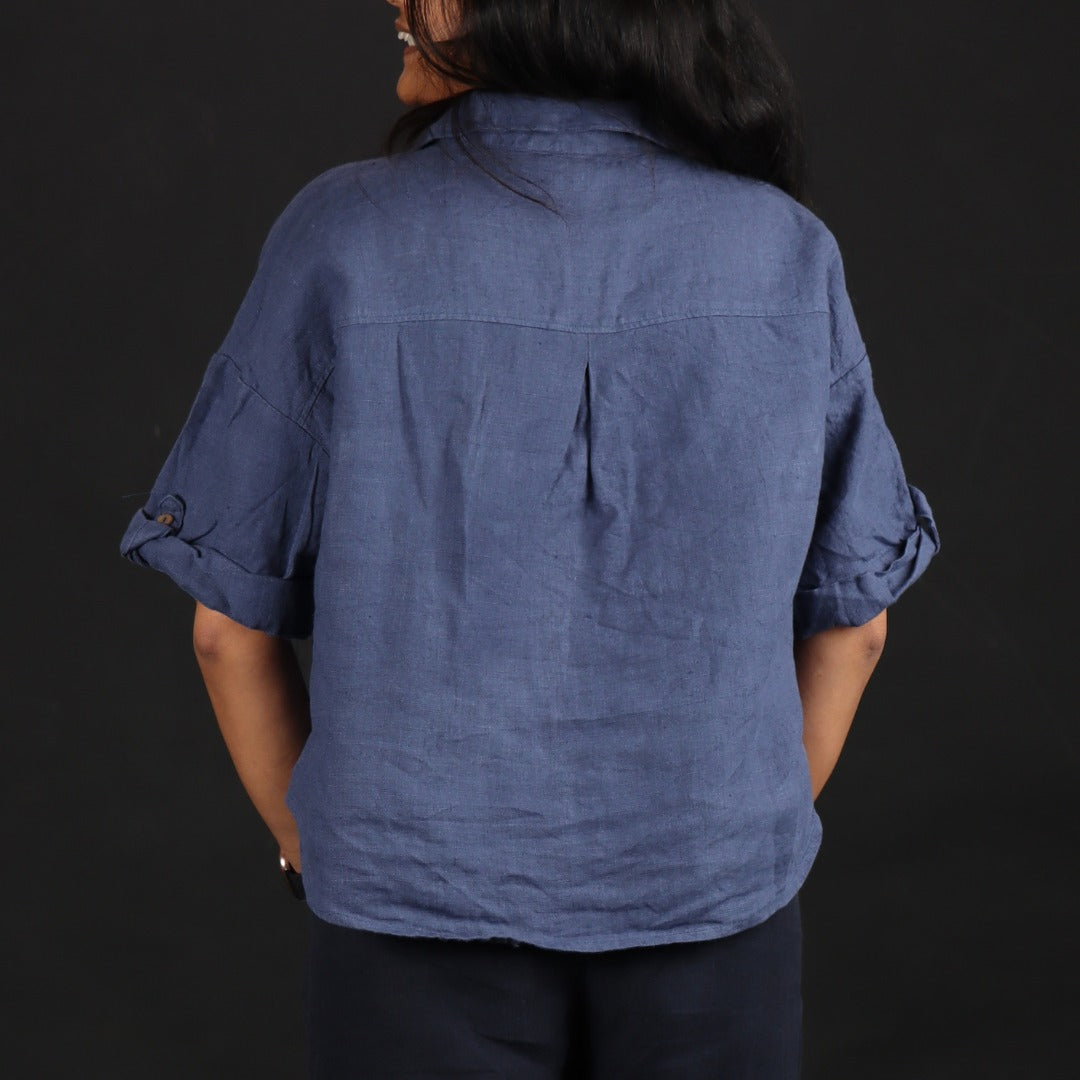 100% Premium Linen Boxy Shirt - Women