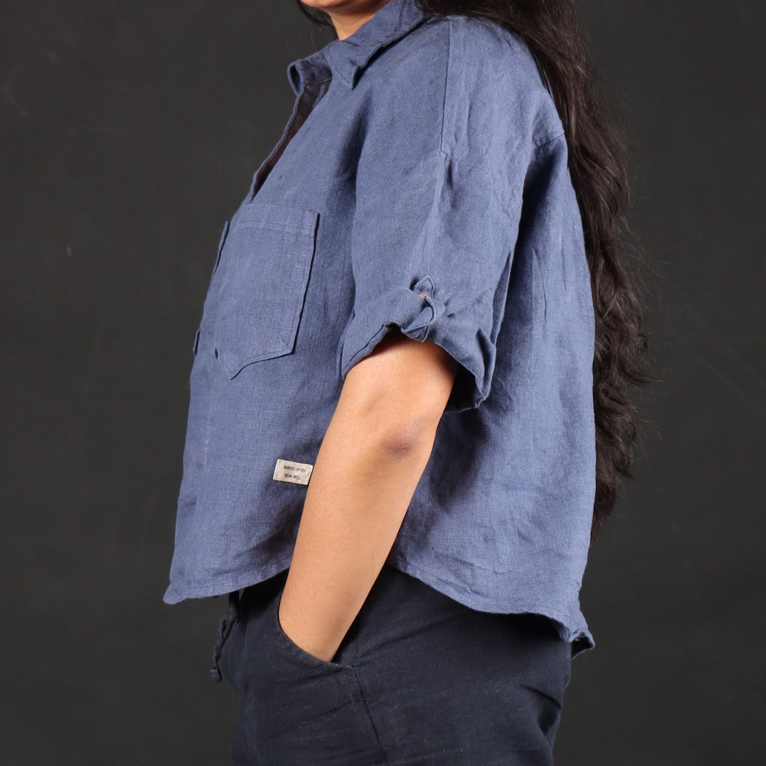 100% Premium Linen Boxy Shirt - Women