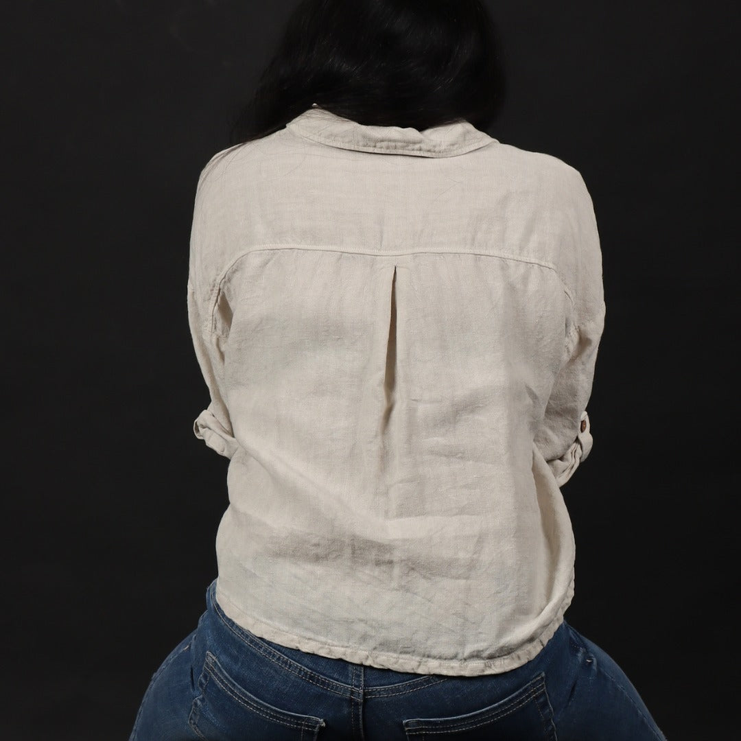 100% Premium Linen Boxy Shirt - Women