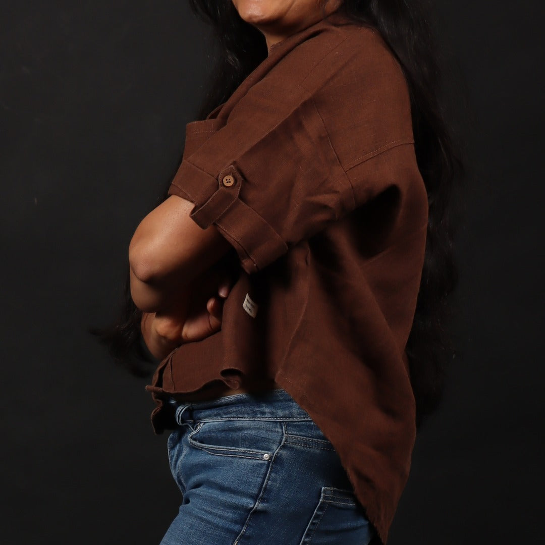 100% Premium Linen Boxy Shirt - Women