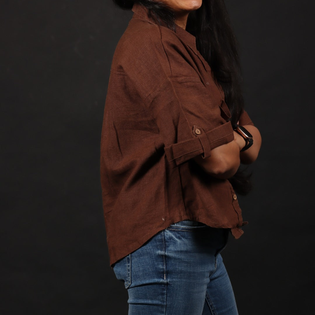100% Premium Linen Boxy Shirt - Women