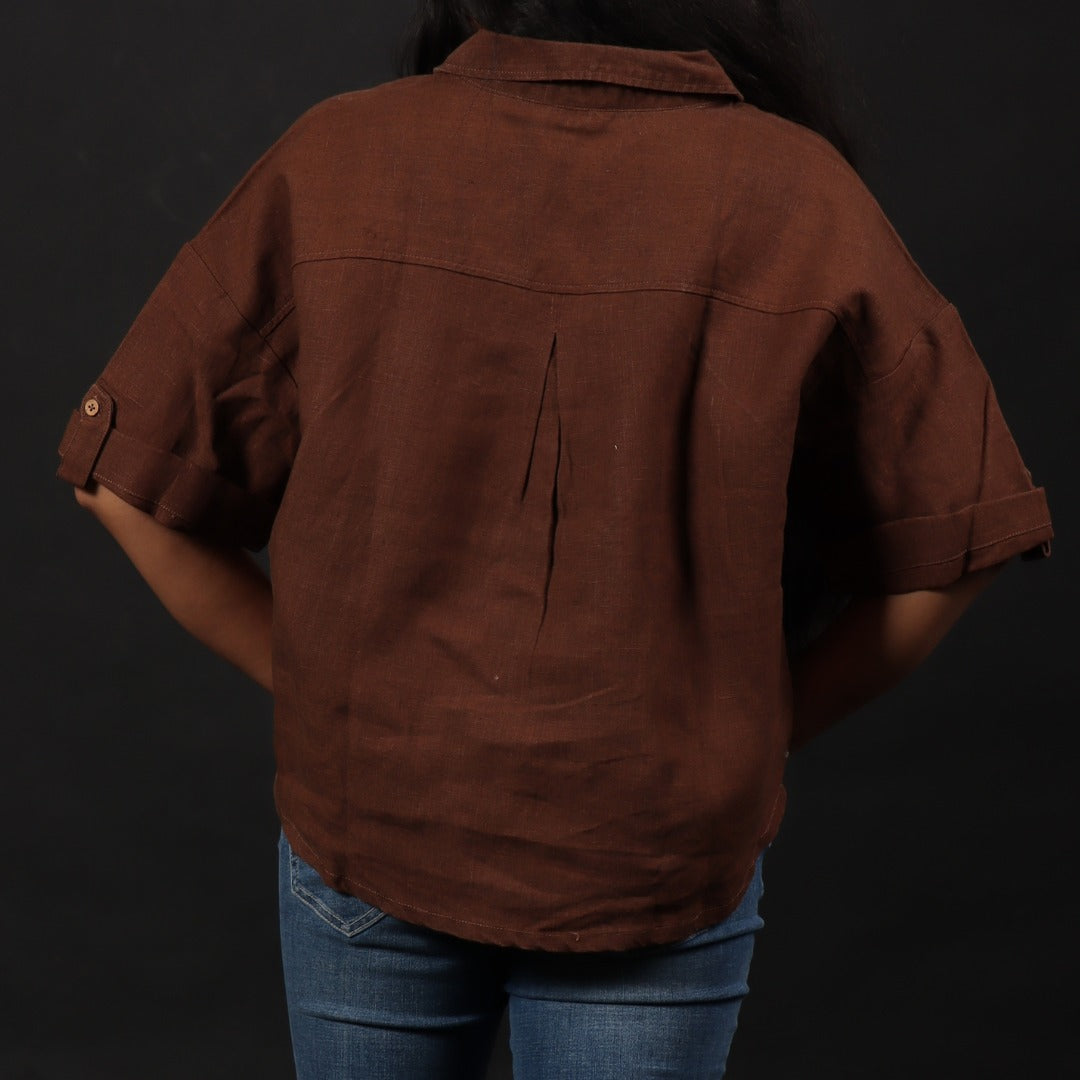 100% Premium Linen Boxy Shirt - Women
