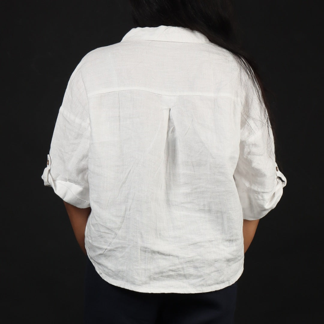 100% Premium Linen Boxy Shirt - Women