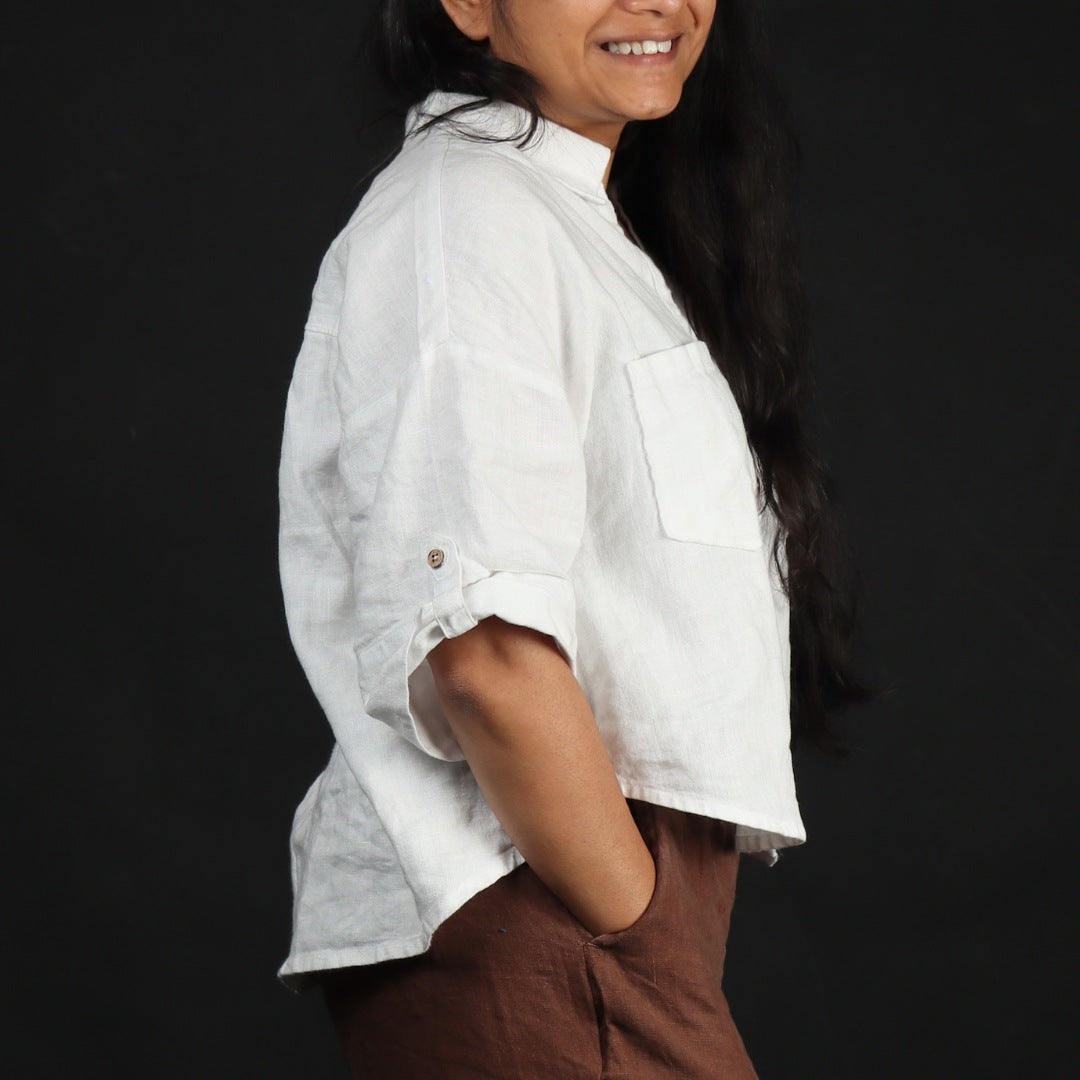 100% Premium Linen Boxy Shirt - Women