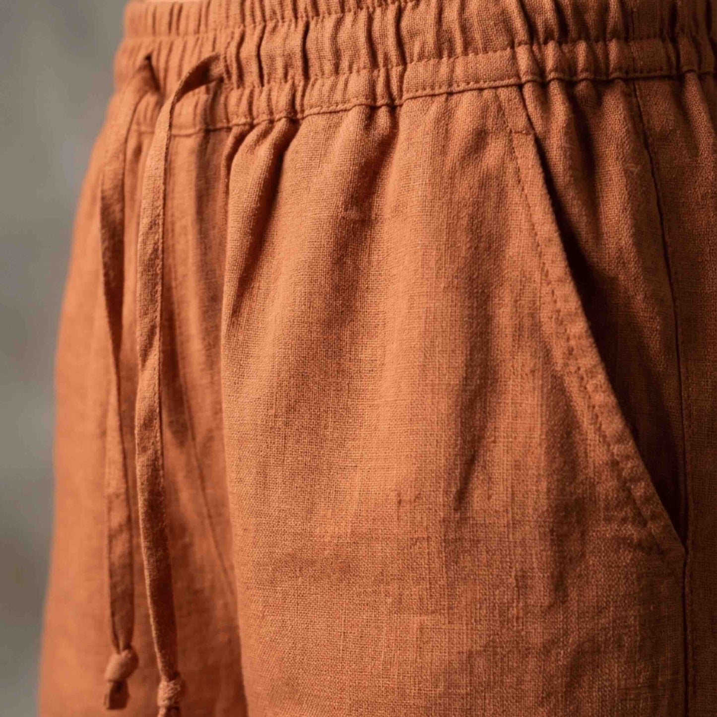 Linen Shorts for Women- Dusty Rust