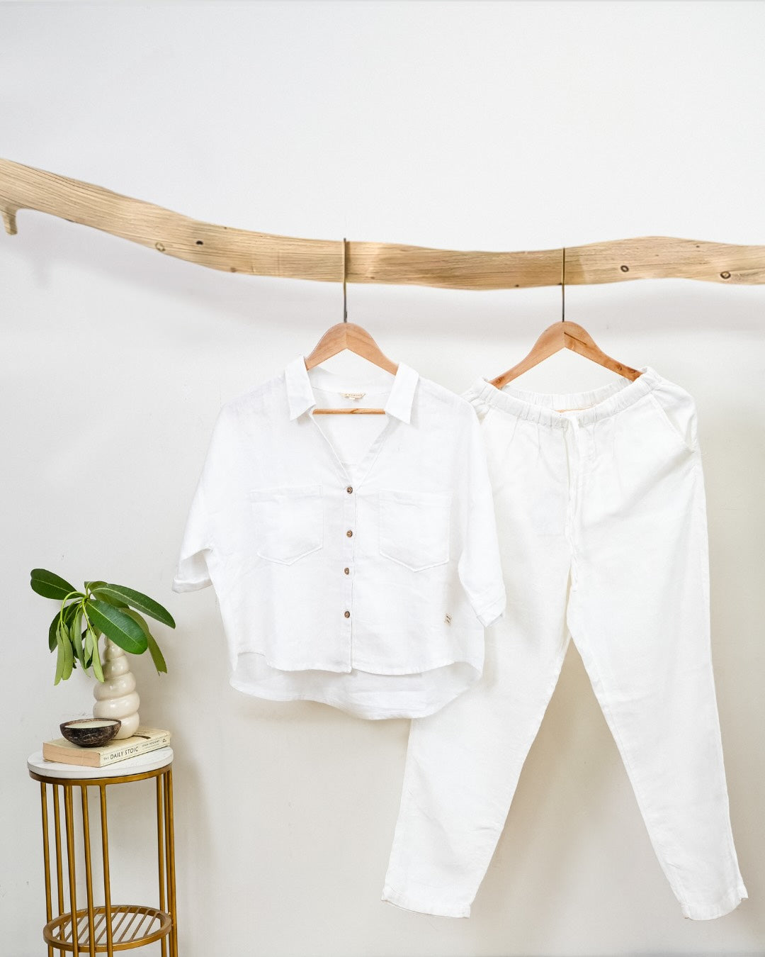 100% Premium Linen Co-ord Set Women- Relaxed Pant and Boxy Shirt