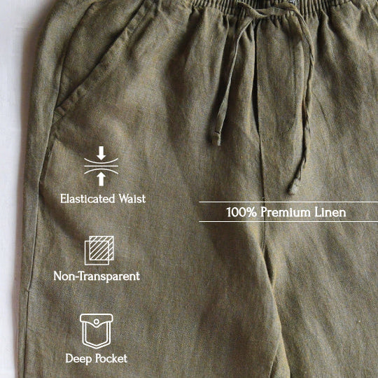 The Everyday Linen Pant – Relaxed Fit- Olive - Women