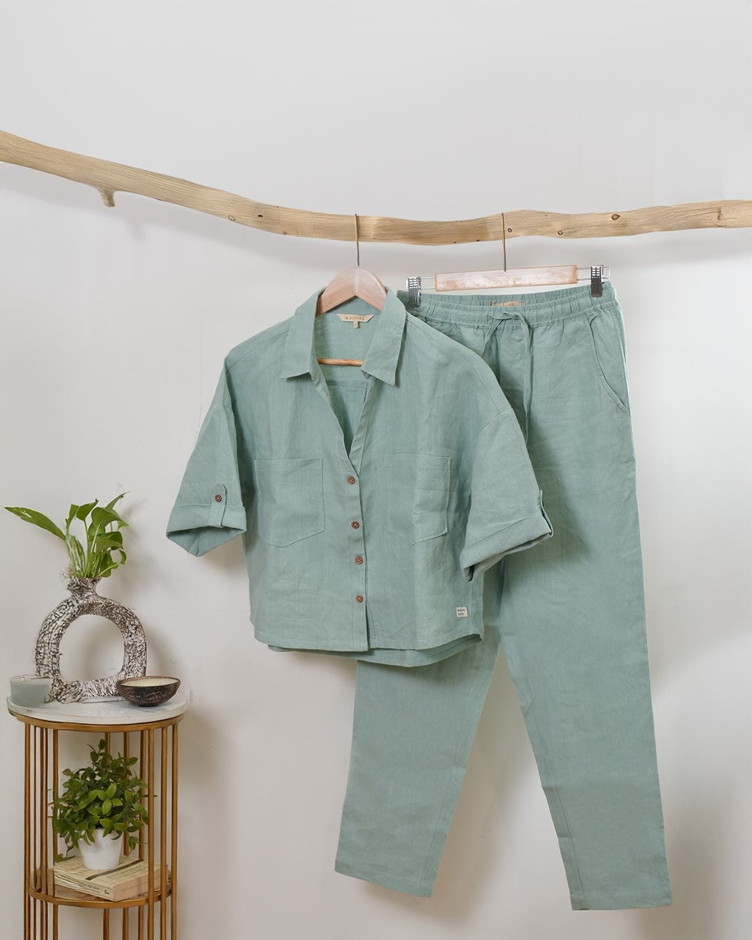 100% Premium Linen Co-ord Set Women- Relaxed Pant and Boxy Shirt