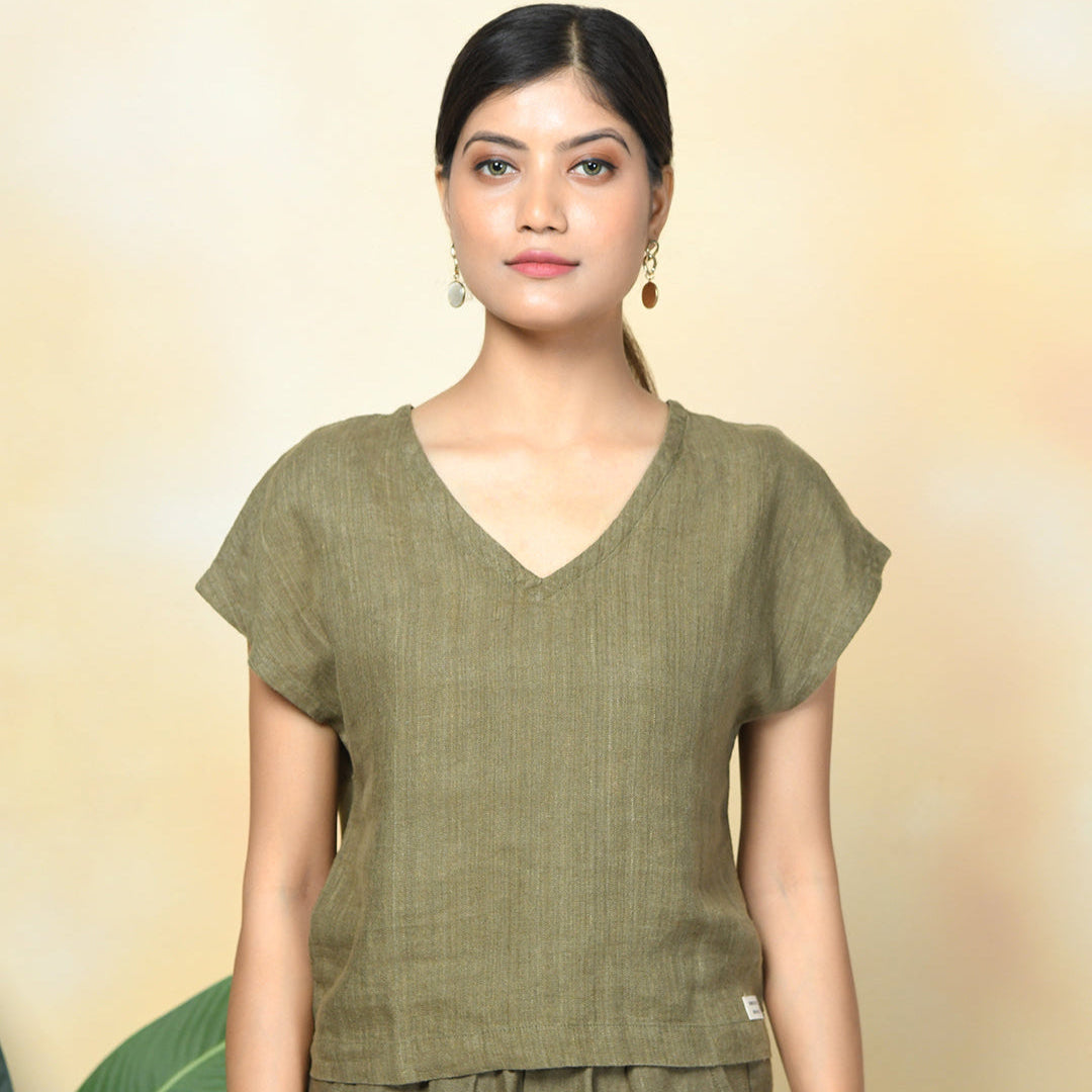100% Premium Linen Co-ord Set (Relaxed Fit Pant and Boxy Top)- Women