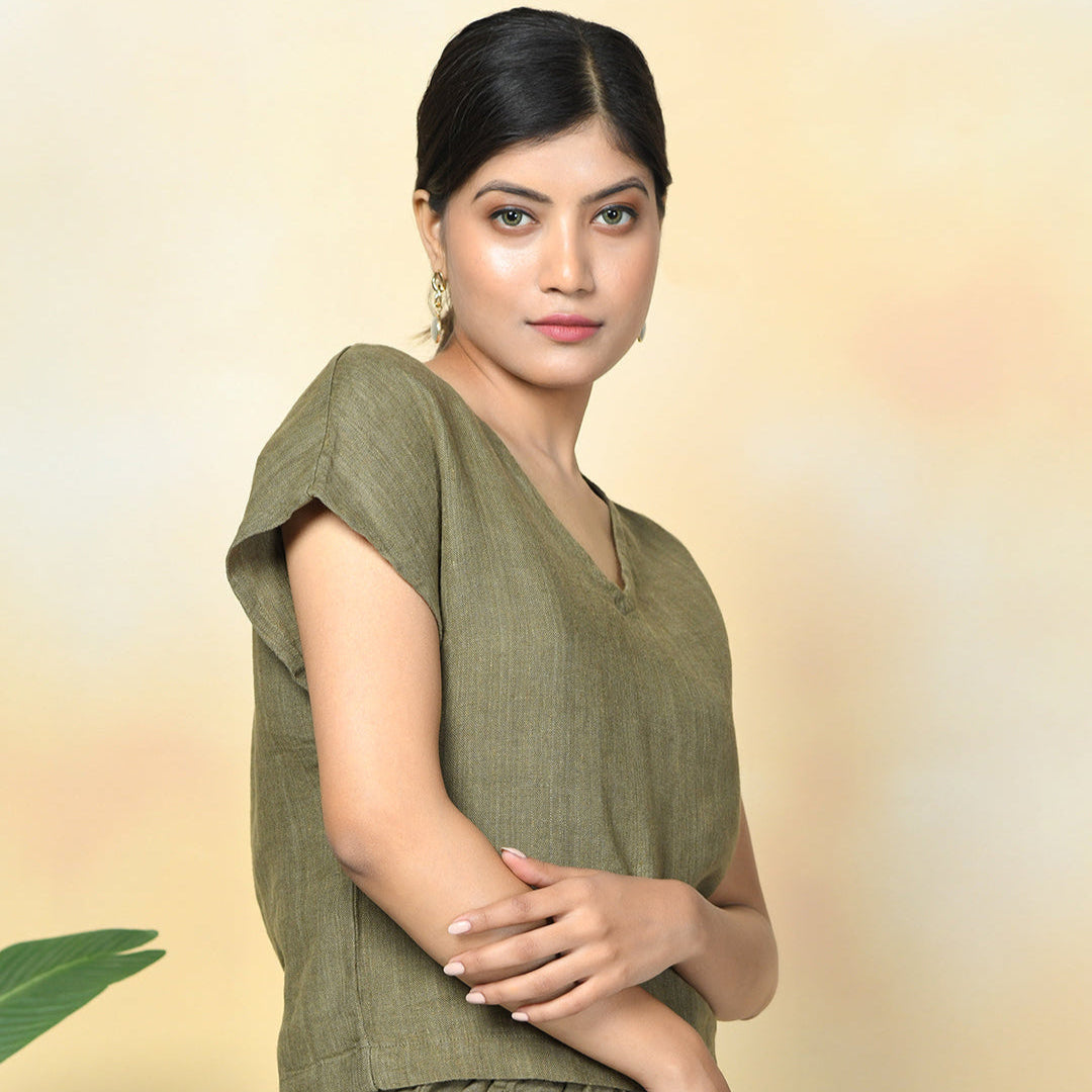 100% Premium Linen Co-ord Set (Relaxed Fit Pant and Boxy Top)- Women