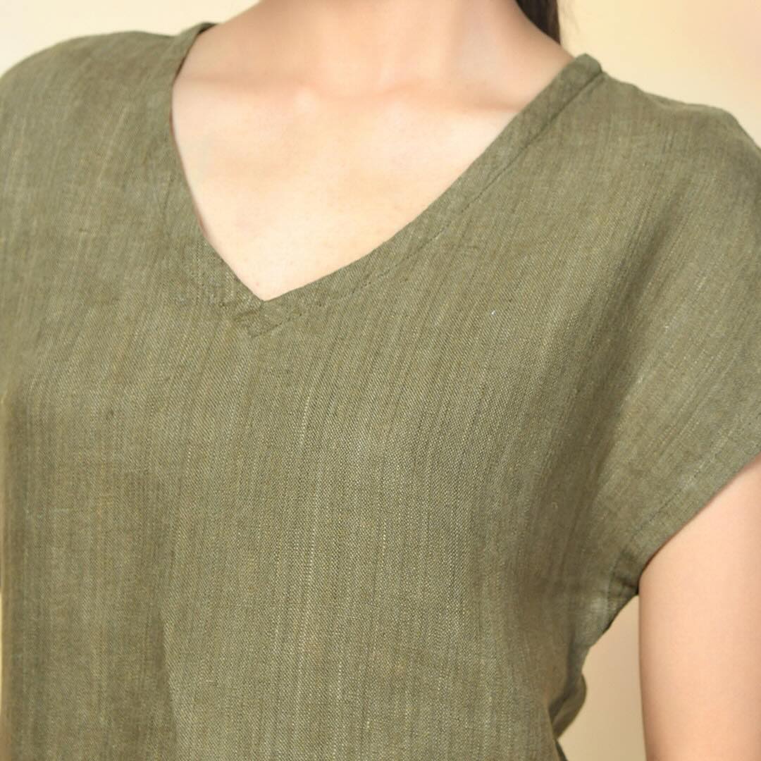 100% Premium Linen Crop Top- Women