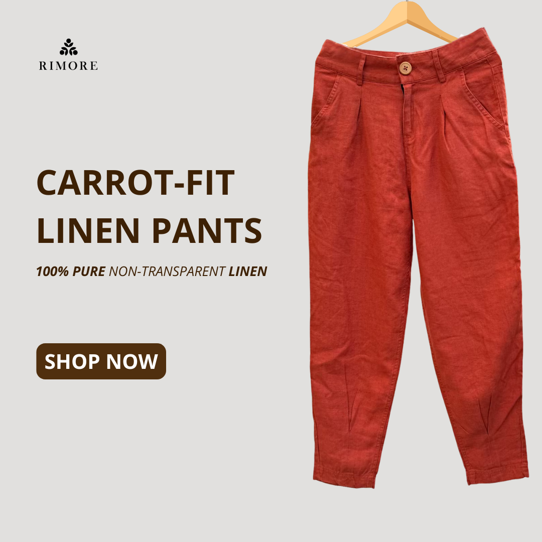 100% Premium Linen Carrot Pant - Women