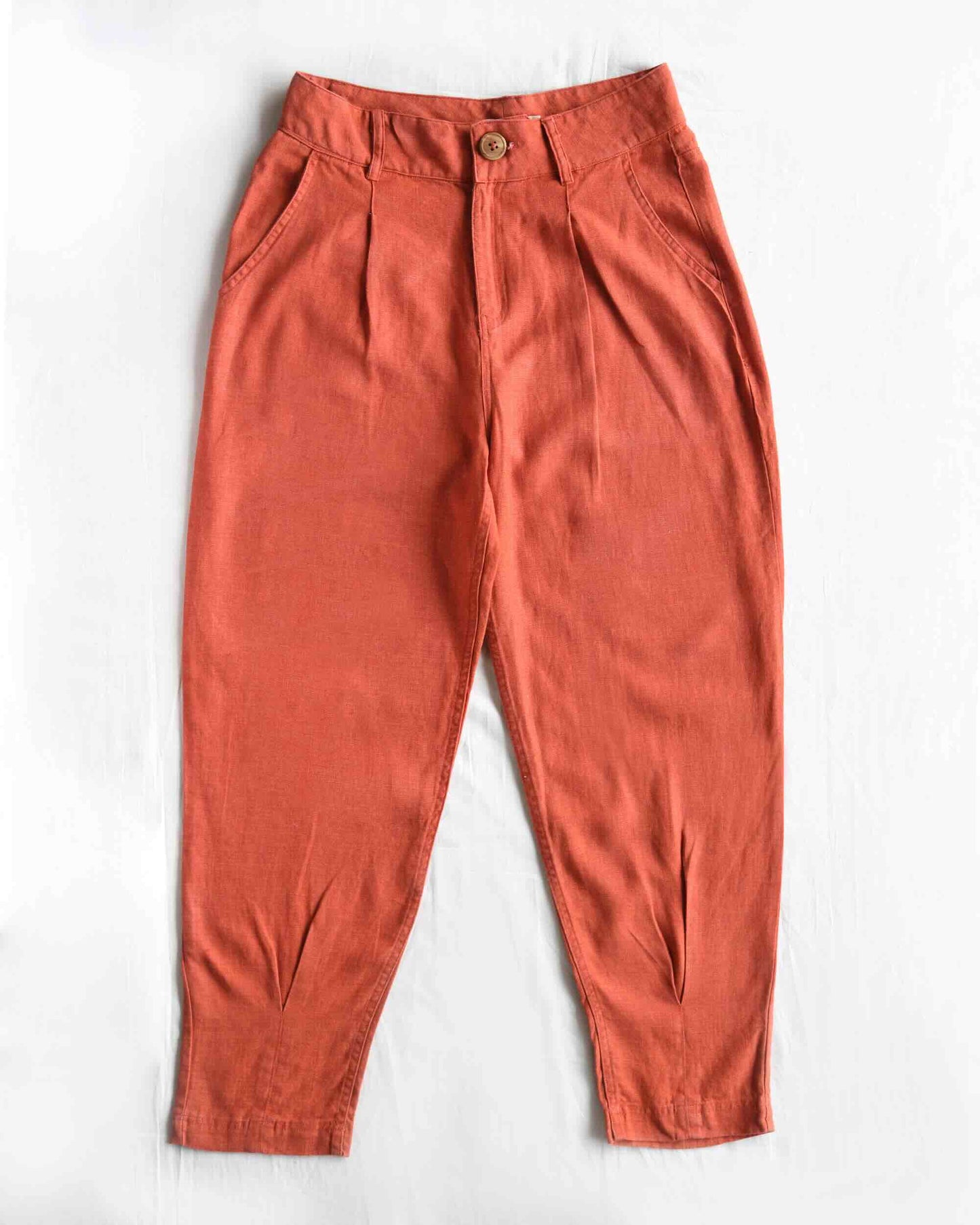 Office Carrot Pant - 100% Premium Linen - Women - Rust