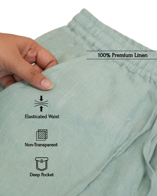 Relaxed fit Pants- 100% Premium Linen - Women - Sage