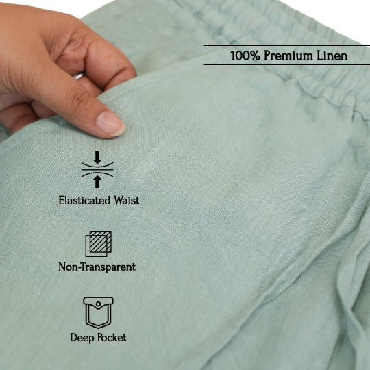 Linen Relaxed Fit Pants for Women- Sage