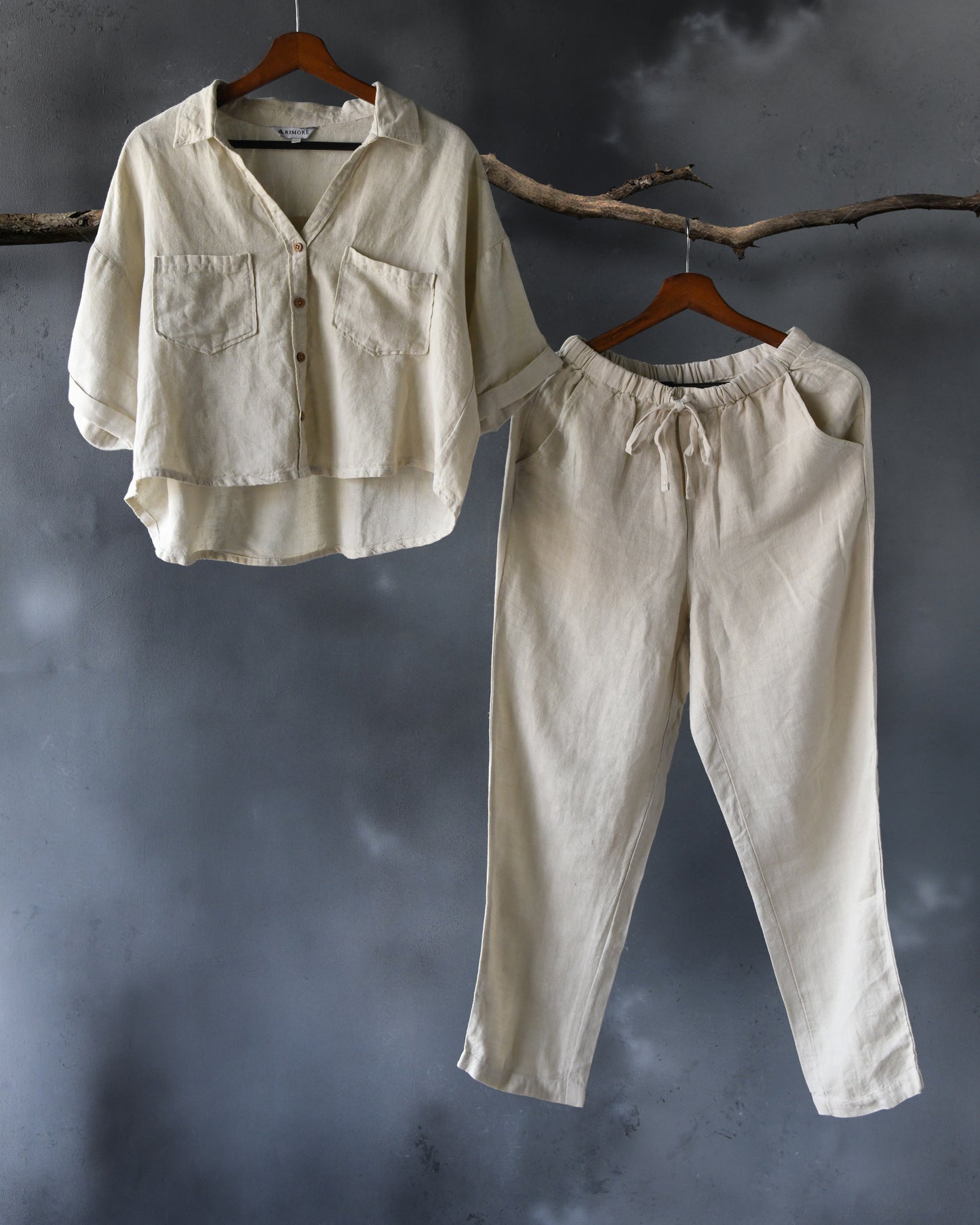 100% Premium Linen Co-ord Set Women- Relaxed Pant and Boxy Shirt