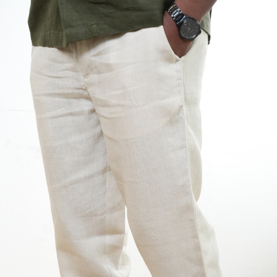 100% Premium Linen Chinos - Men