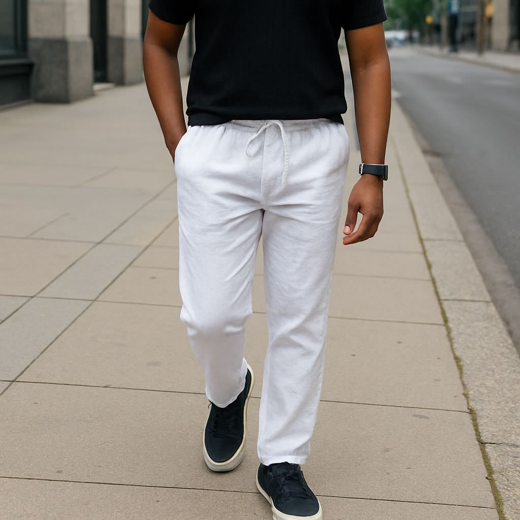 100% Linen White pants