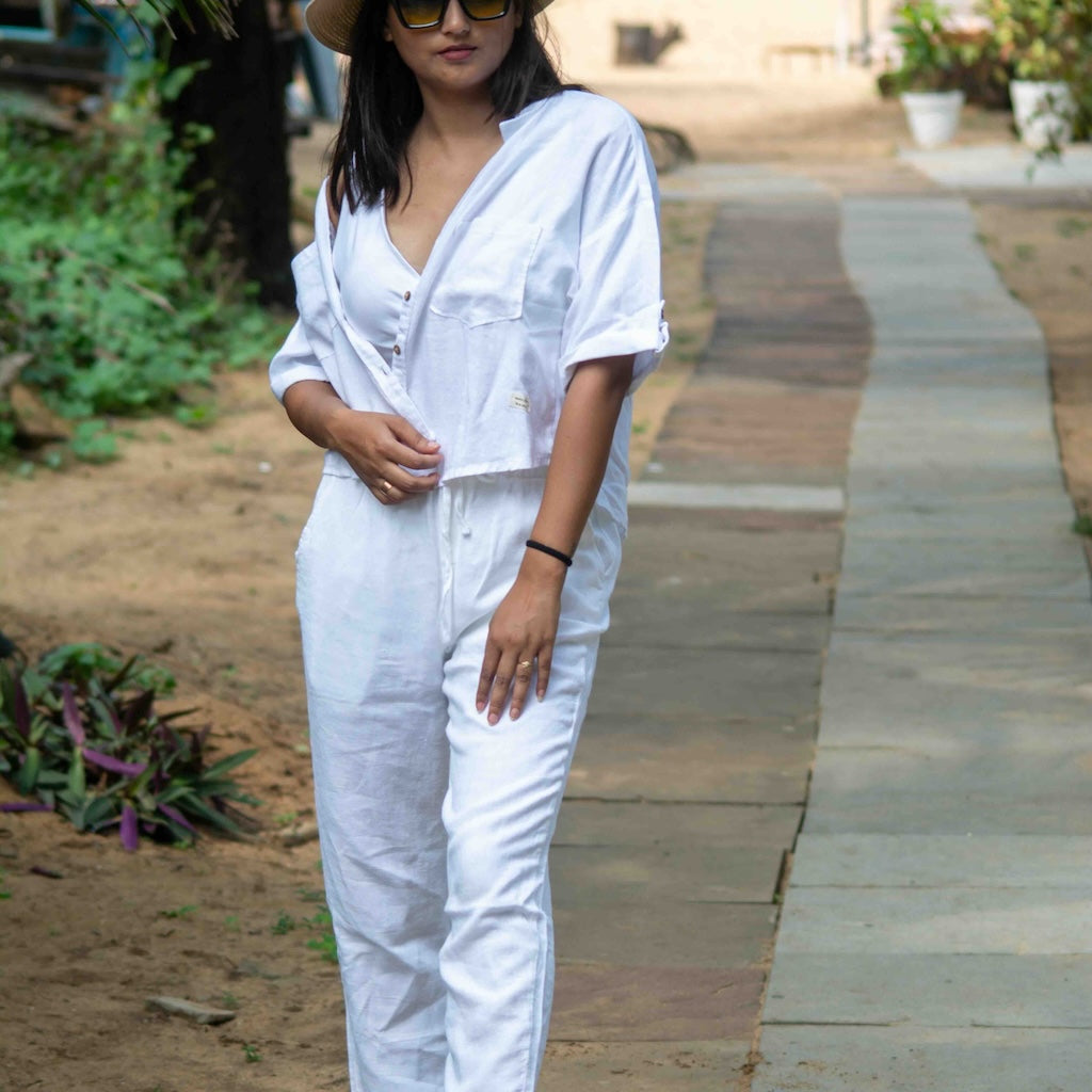 100% Premium Linen Co-ord Set Women- Relaxed Pant and Boxy Shirt