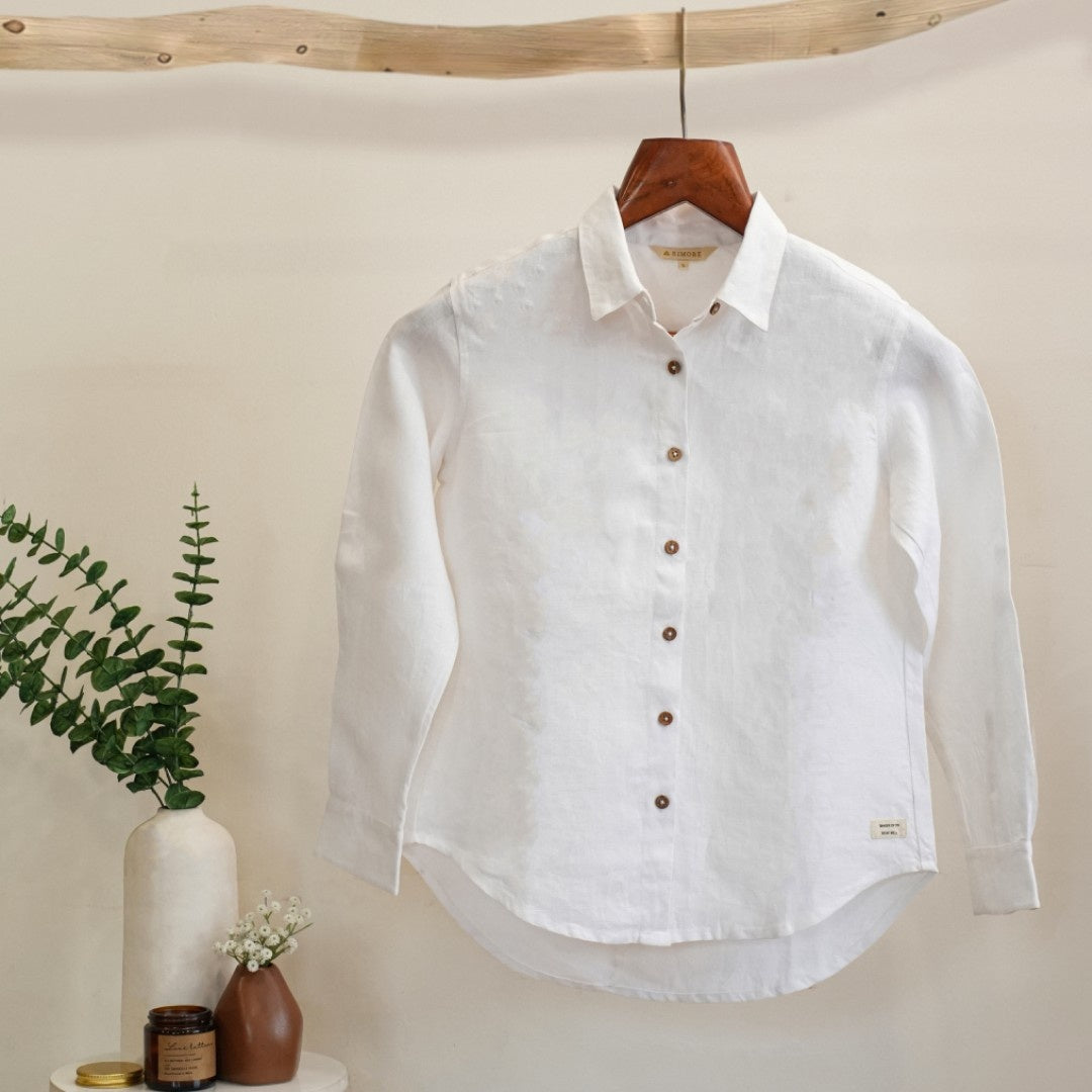 Linen Full-Sleeve Regular Shirt for Women- White