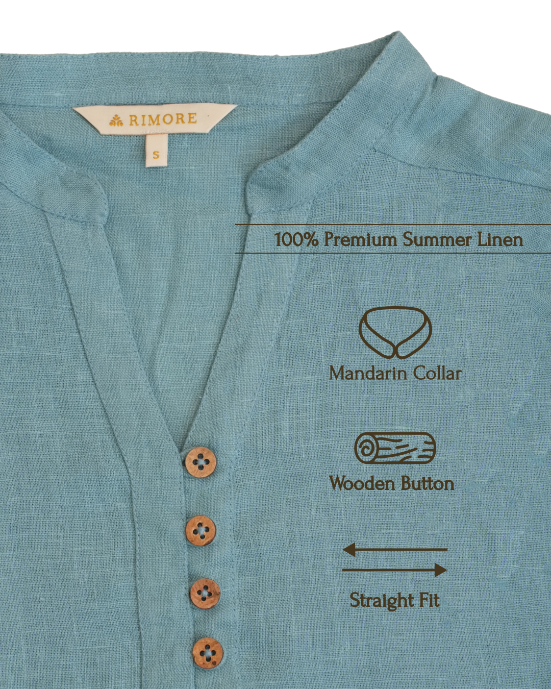 Mandarin Collared Top - 100% Linen - Women - Muted Sage