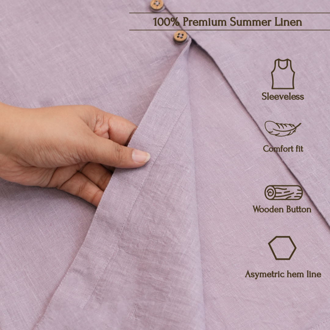 Asymmetrical Top - 100% Linen - Women - Lavendar