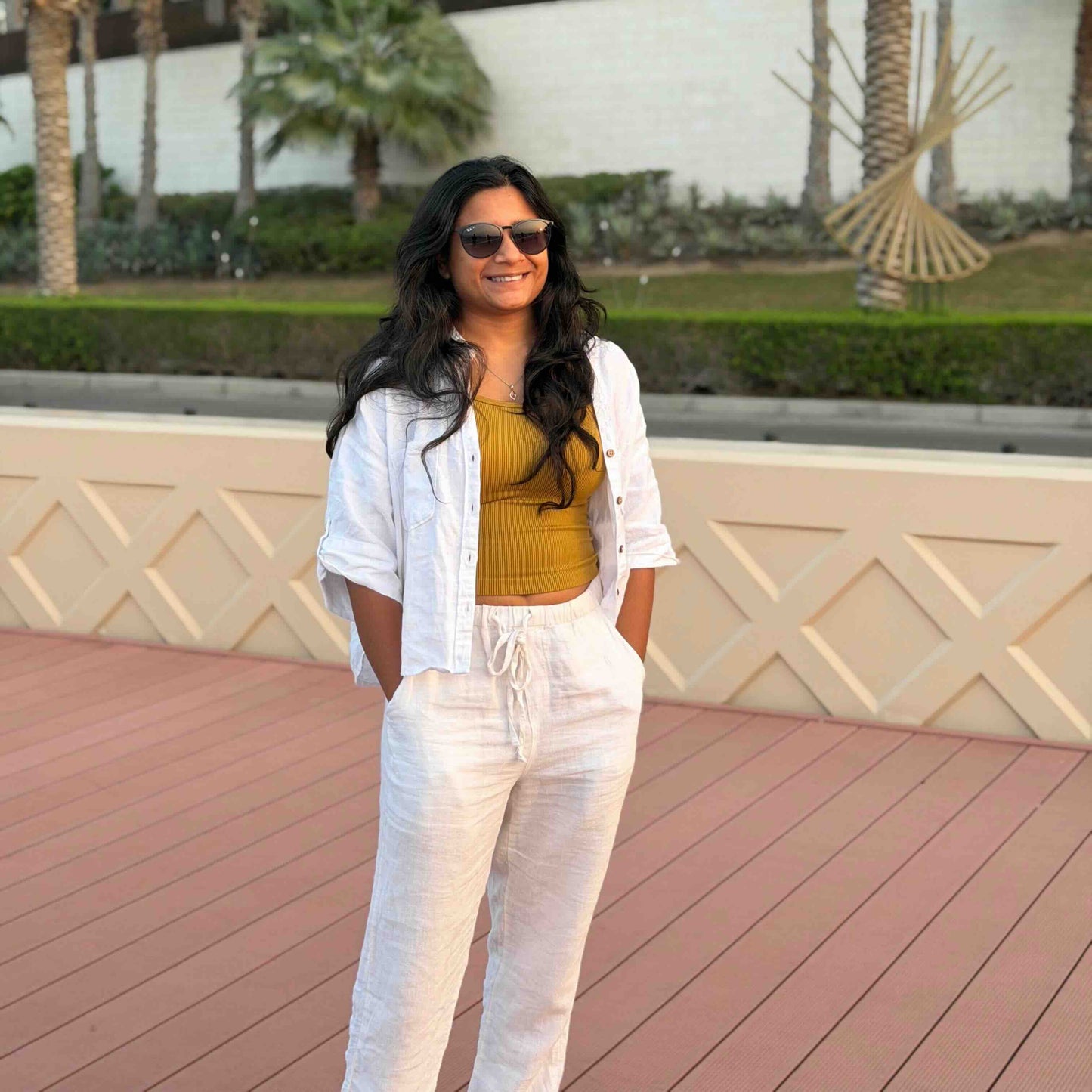 Oversized Boxy Crop Linen Shirt for Women- White