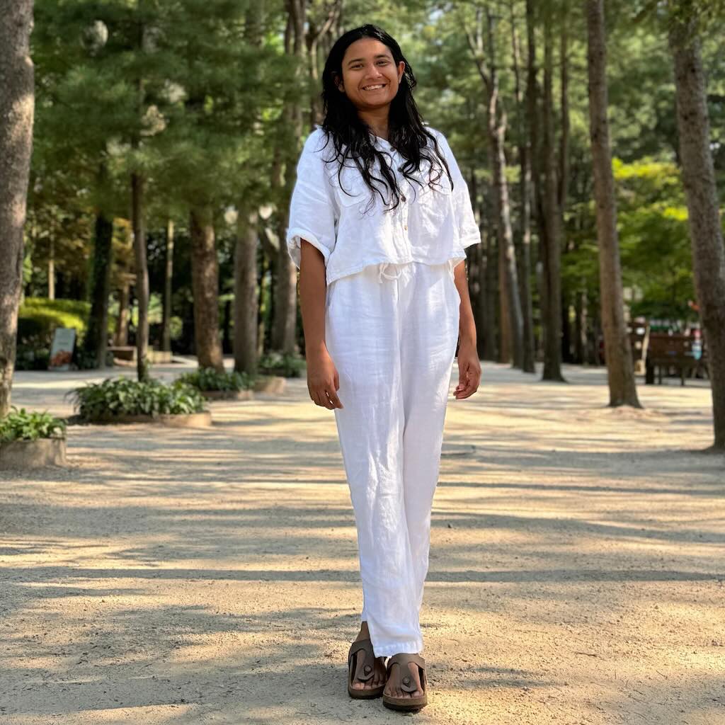 Crop shirt and Relaxed fit Pant Co-ord Set - Women- 100% Premium Linen - White