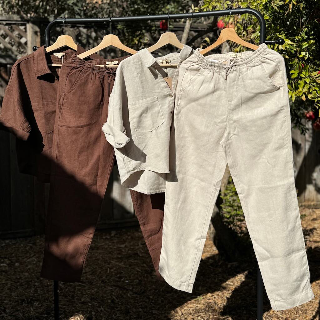 100% Premium Linen Co-ord Set Women- Relaxed Pant and Boxy Shirt
