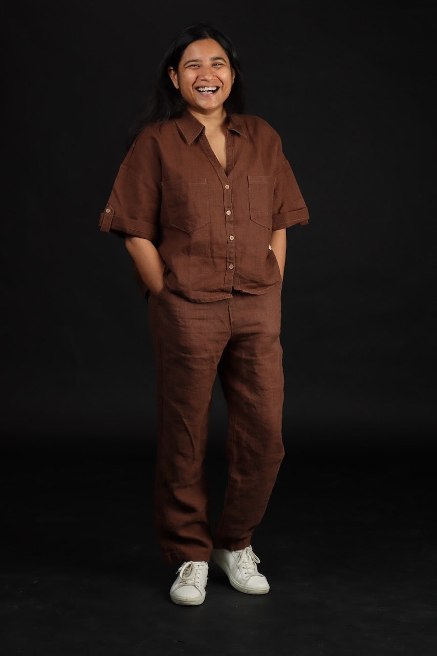 100% Premium Linen Boxy Shirt - Women