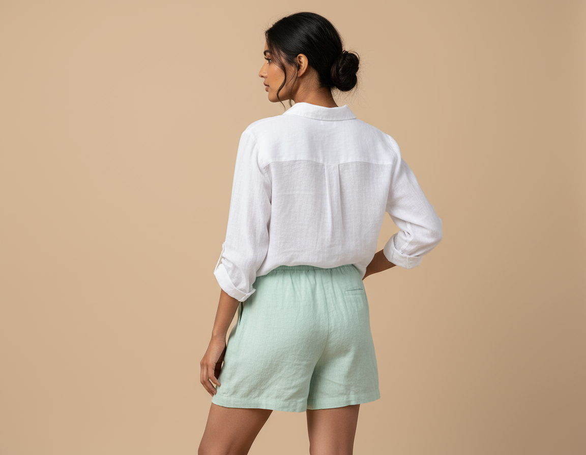 No Ride-up Shorts - 100% Premium Linen - Women - Sage