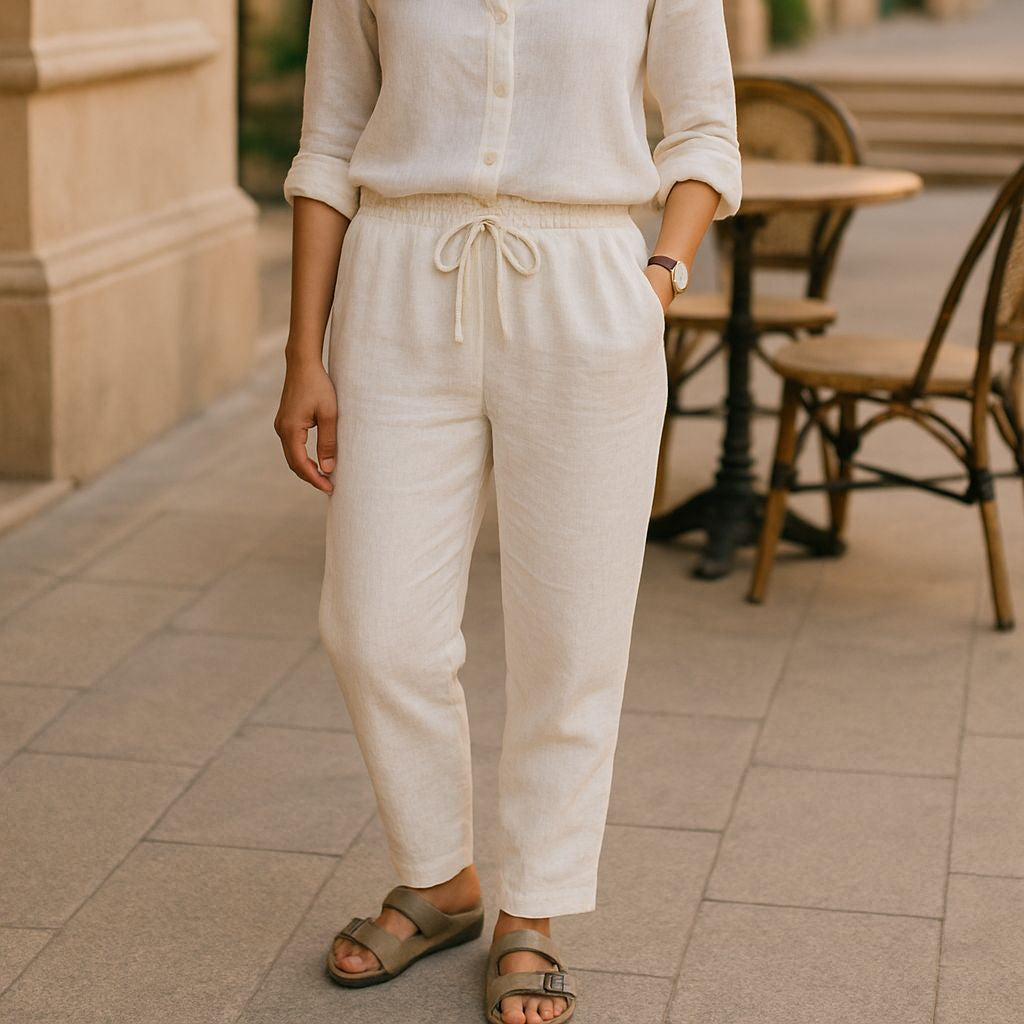 100% Premium Linen Relaxed fit Pants- Women