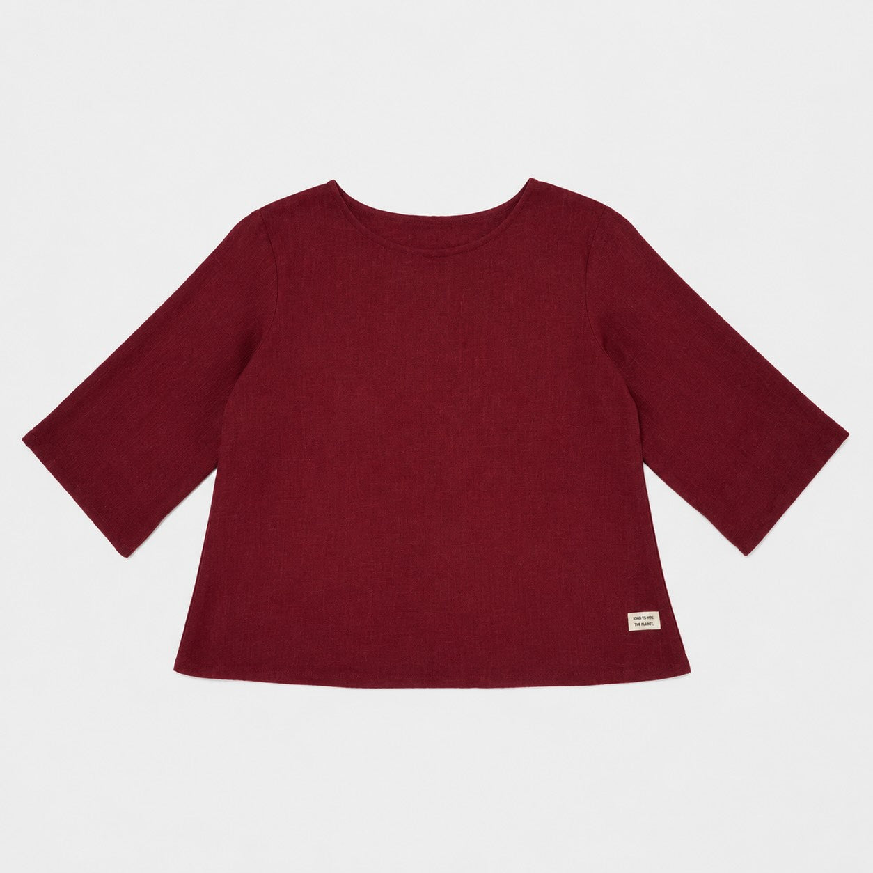Linen Boat Neck Top - Women - Maroon