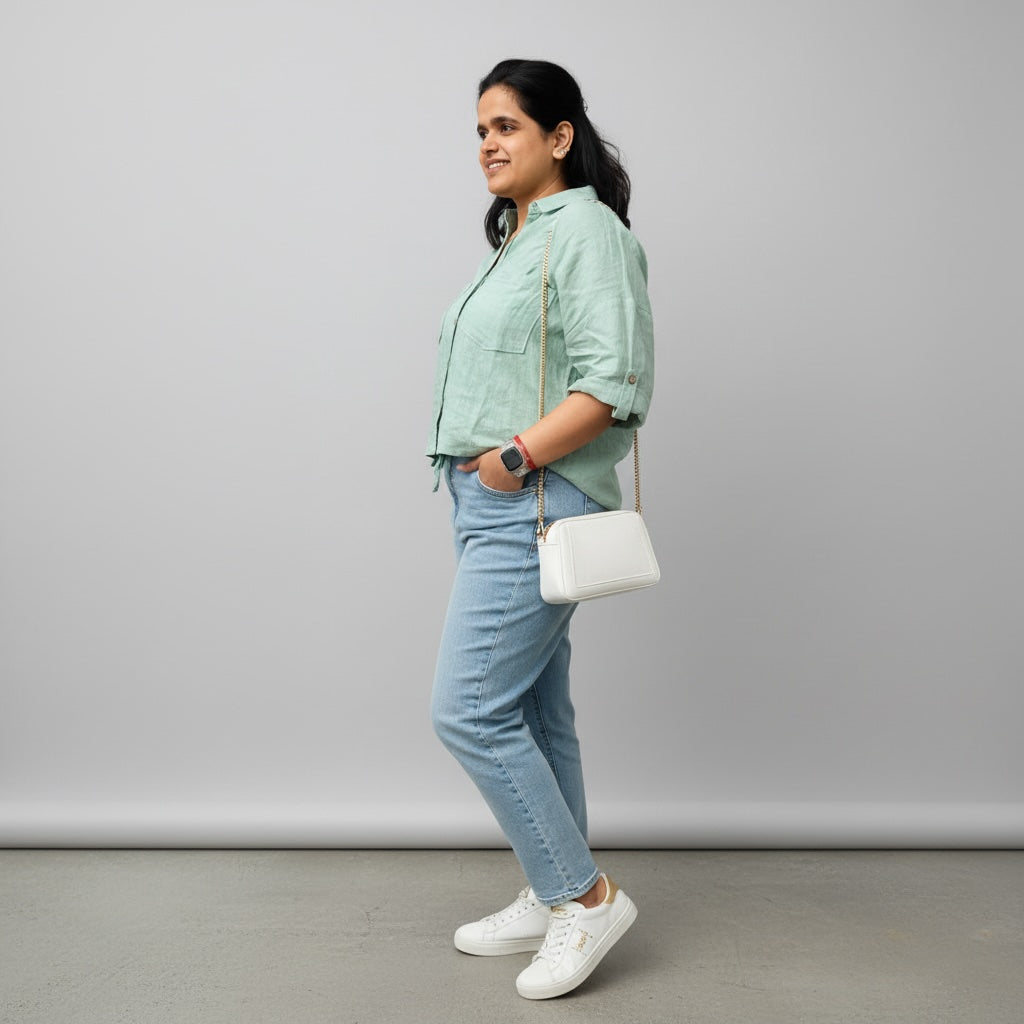 Oversized Boxy Crop Linen Shirt for Women- Sage – Rimore