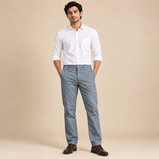 100% Pure Linen Chinos for Men - Grey