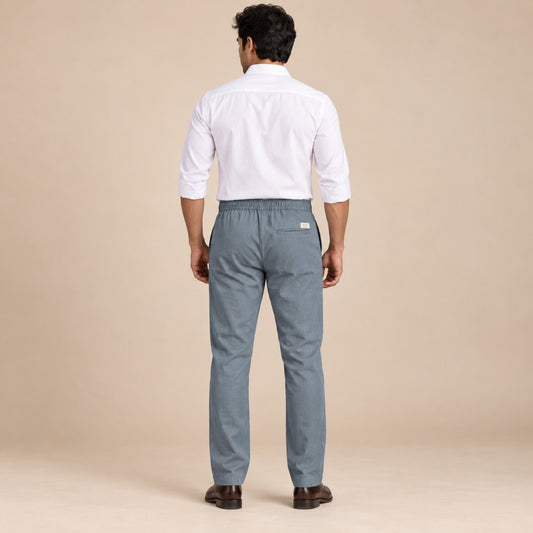 100% Pure Linen Chinos for Men - Grey