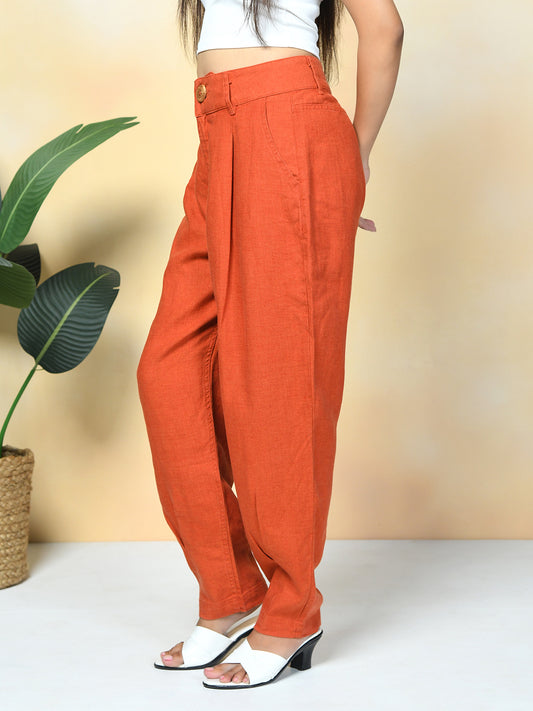 100% Premium Linen Carrot Pant