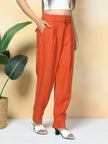 100% Premium Linen Carrot Pant - Women