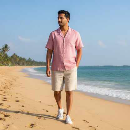 100% Preimum Linen Shirt for men Pink