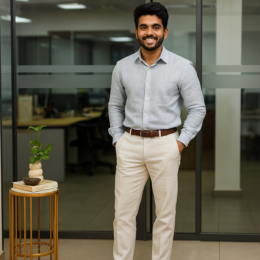 100% Premium Linen Chinos Beige