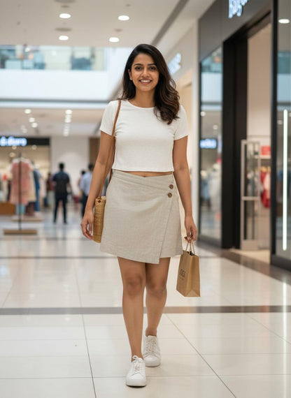 100_Premium_Linen_Skorts_Beige
